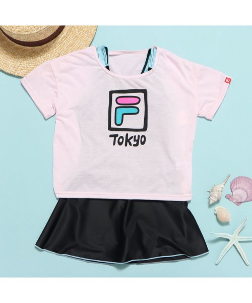 セール フィラ Fila レディース マリン 水着 Fila Tシャツ付aラインワンピース水着 16 返品不可商品 フィラ Fila Magaseek