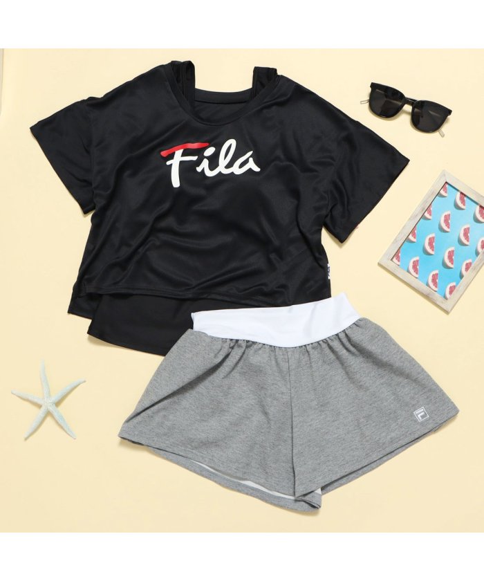 セール フィラ Fila レディース マリン 水着 Tシャツ付きタンキニレイヤードスタイル4点セット水着 220711 返品不可商品 503310292 フィラ Fila Magaseek