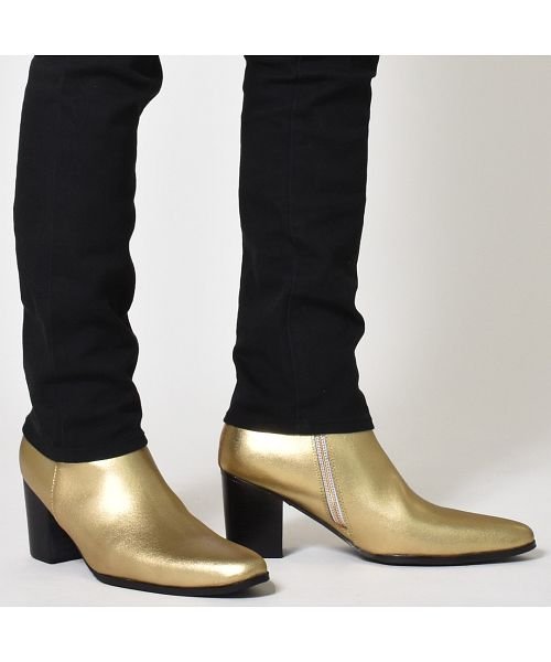 セール 本革 レザー サイドジップブーツ ハイヒール プレーントゥ ショートブーツ ブーツ メンズ シューズ カジュアルブーツ お兄系おにい系 靴 くつ ブラック ゴー シュベック Svec Magaseek