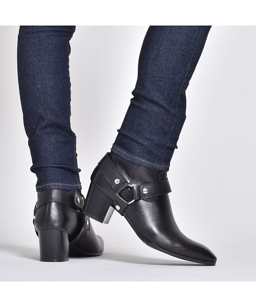 SVEC(シュベック)/ショートブーツ メンズ リングブーツ ウエスタンブーツ 革靴 人気 ブランド endevice エンデヴァイス 衣装 おしゃれ かっこいい メンズシューズ 20/ブラック