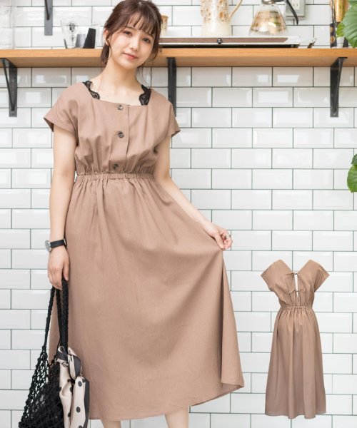 セール 前後２wayノースリーブワンピース レディース ノースリーブ ワンピース 前後2way リネン風 マキシ丈 アドティエ Ad Thie Magaseek