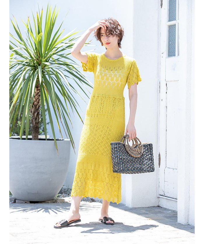 クロシェニットデザインロングワンピース フィフス Fifth Magaseek