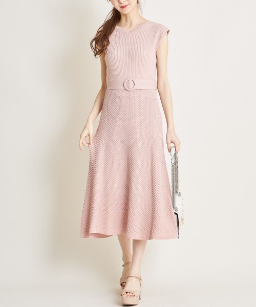 ペチコート ベルト付きフレンチスリーブ切替ニットワンピース トッコクローゼット Tocco Closet Magaseek
