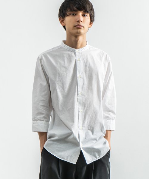 カジュアルシャツ メンズ 白シャツ 7分袖 無地 ビジネス ノーカラー スタンドカラー バンドカラー ブロード ポプリン 綿 コットン シンプル  日本製 国産 (503319204) | ロッキーモンロー(Rocky Monroe) - MAGASEEK