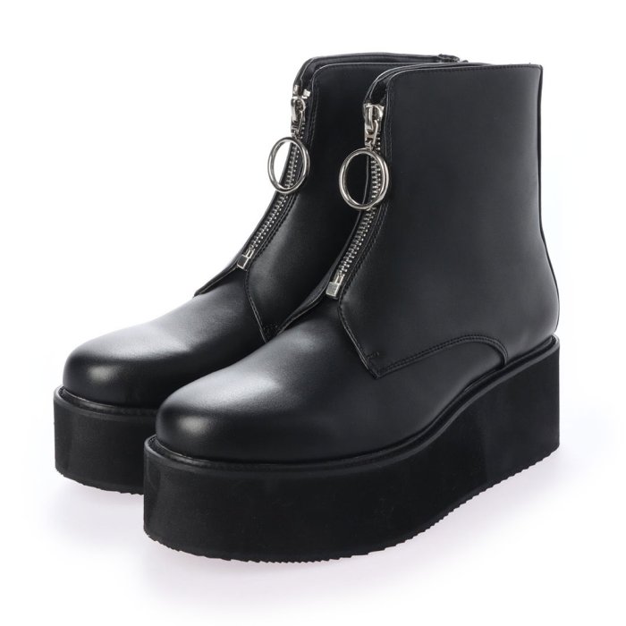 厚底ブーツ ショートブーツ メンズ おしゃれ ジョッパーブーツ フロントジップ 人気 ブランド Endevice エンデヴァイス ブラック 黒 男性の コスプレ シュベック Svec Magaseek
