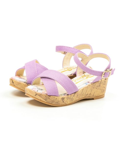 セール クロスベルト キッズサンダル ローヒール シンプル キッズ おしゃれ ウエッジ 女の子 ストラップ イエローパンプキン Ts Jn9 フットプレイス Foot Place Magaseek