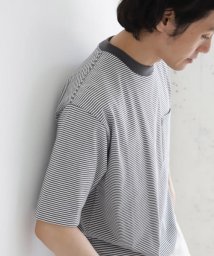 URBAN RESEARCH DOORS(アーバンリサーチドアーズ)/『UR TECH』ミジンボーダー Tシャツ/BLACK