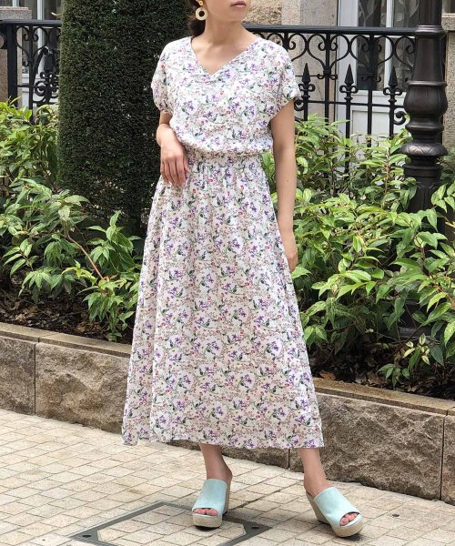 柄 無地 前後vネックマキシワンピース ワンピース ロング レディース 花柄 ドット ロングワンピース 夏 ジュリアブティック Julia Boutique Magaseek