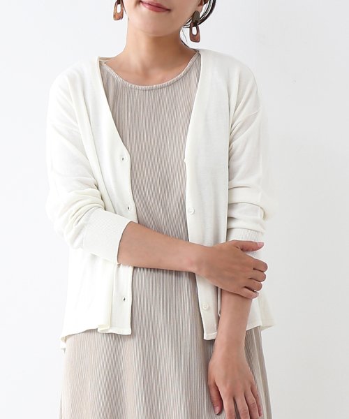 セール メルローズ クレール Melrose Claire ハイツイストコットンアクリル天竺vネックカーディガン 503303950 Magaseek