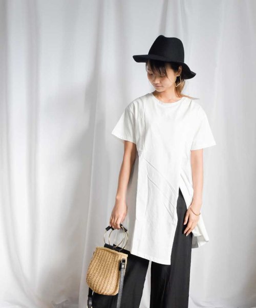 ARGO TOKYO(アルゴトウキョウ)/Organic cotton Asymmetry T－shirt 24152/ホワイト