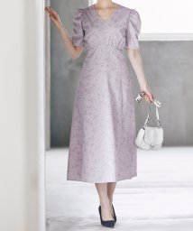 tocco closet(トッコクローゼット)/タイニーフラワープリントバックレースアップワンピース/PINKBEIGE