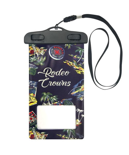 Rodeo Crowns(ロデオクラウンズ)/防水ポーチ ロデオクラウンズ RODEOCROWNS ALOHA NAVY 多機種対応 iphone xperia galaxy aquos/ネイビー