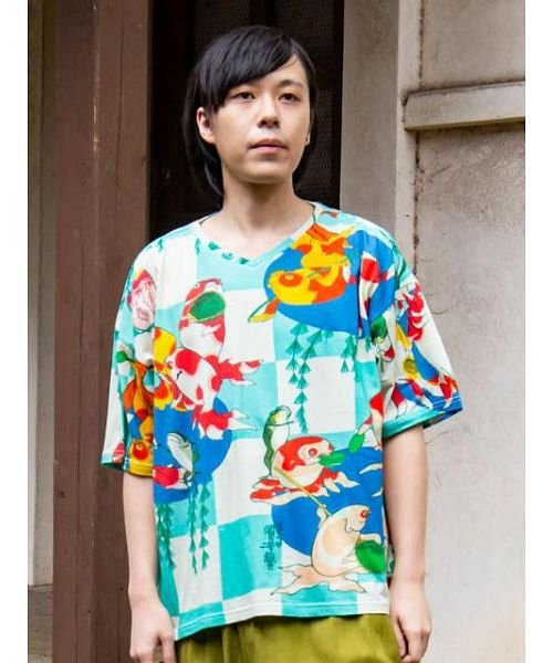 KAYA(カヤ)/【カヤ】浮世絵メンズTシャツ 7IA－0239/ブルー