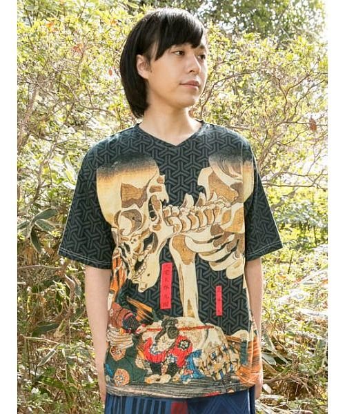 KAYA(カヤ)/【カヤ】浮世絵メンズTシャツ 7IA－0239/ブラック系1