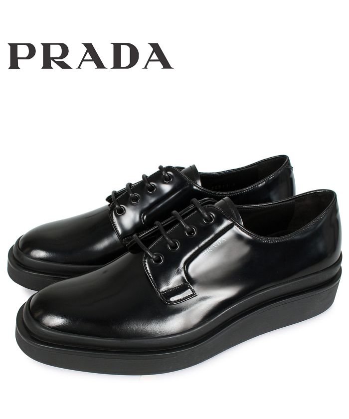 クーポン開催中 プラダ Prada シューズ ビジネスシューズ メンズ High Sole Lace Up ブラック 黒 2ee311 プラダ Prada Magaseek