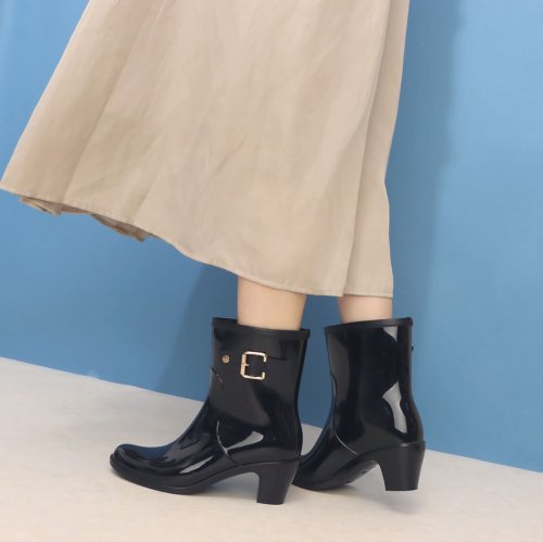 セール 高い防水力 6cmチャンキーヒール 美シルエット 美脚レインブーツ 3551 サンエーフットウェア Sfw Magaseek