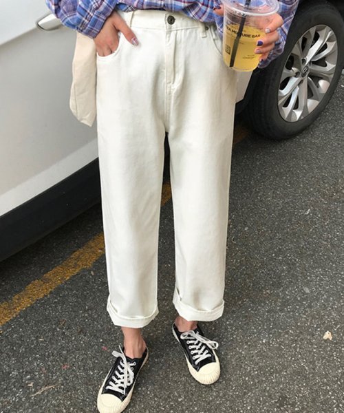 デニムパンツ レディース アンクル丈 ストレートパンツ ハイウエスト ジーンズ ゆったり ジーパン 着やせ ボトムス カジュアル ミニミニストア Miniministore Magaseek