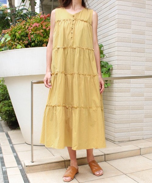 セール Vネックティアードノースリワンピース モードローブ Mode Robe Magaseek