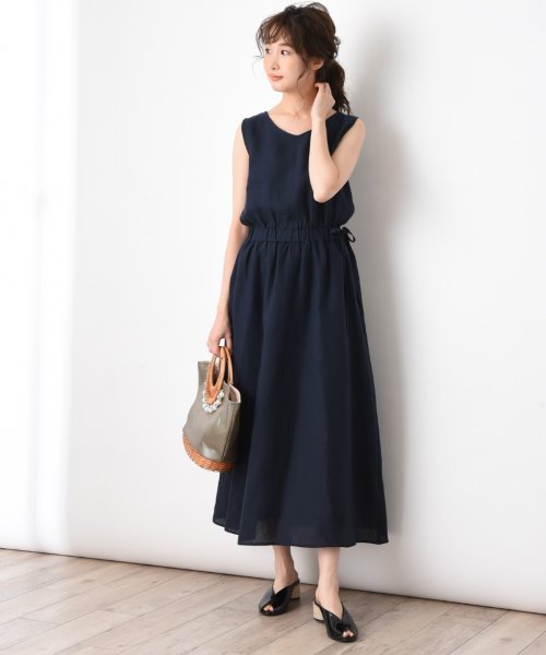 セール フレンチリネンノースリマキシワンピース インタープラネット Interplanet Magaseek