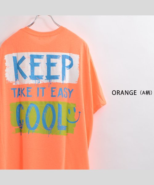 1111clothing(ワンフォークロージング)/ビッグtシャツ レディース 半袖 tシャツ ビッグシルエットtシャツ ビッグシルエット レディース オーバーサイズ tシャツ レディース プリントtシャツ/オレンジ