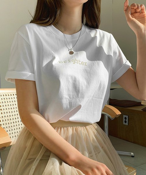 セール Mayblue メイブルー レタリングtシャツ Tシャツ ロゴ プリント 半袖 トップス レディース シンプル メイブルー Mayblue Magaseek