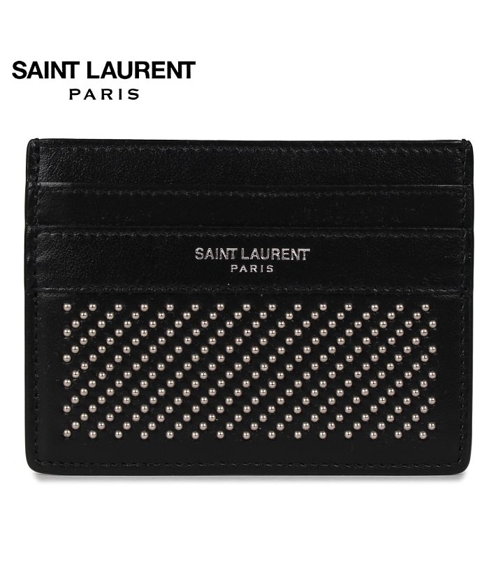 サンローラン パリ SAINT LAURENT PARIS パスケース カードケース ID 定期入れ メンズ 本革 スタッズ CARD CASE  ブラック 黒