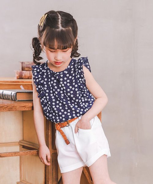 セットアップ 子供服 短パンツズボン 子供服 女の子 ノースリーブ トップス 花柄 ジュニア服 上下セット 通学着 夏 ミニミニストア Miniministore Magaseek