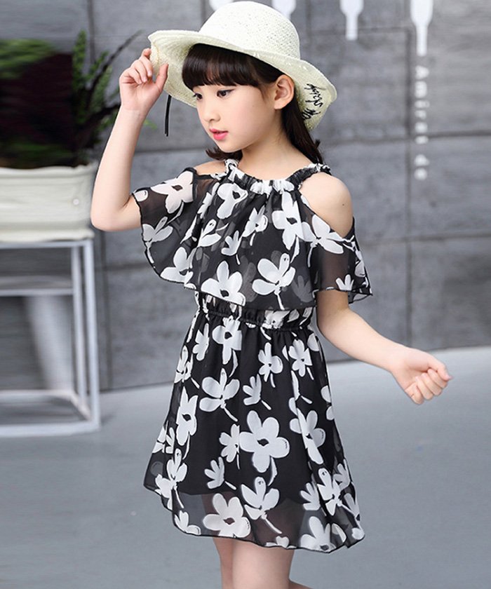 セール シフォンワンピース 女の子 ドレス 花柄 キャミワンピース 春夏 サマー 子供服 ジュニア ギッズ服 お出かけ 砂浜スカート ミニミニストア Miniministore Magaseek