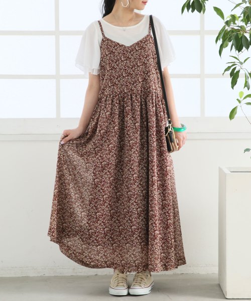 小花柄バックレースアップキャミワンピース オシャレウォーカー Osharewalker Magaseek