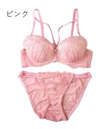 PINK PINK PINK(ピンクピンクピンク)/フィッセルレースブラ＆ショーツセット/ピンク