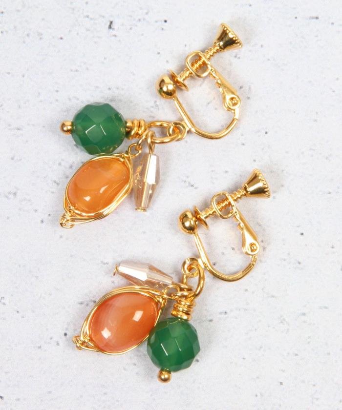 セール 7月誕生石 カーネリアン グリーンアゲートイヤリング ワイスチャーム Wythecharm Magaseek
