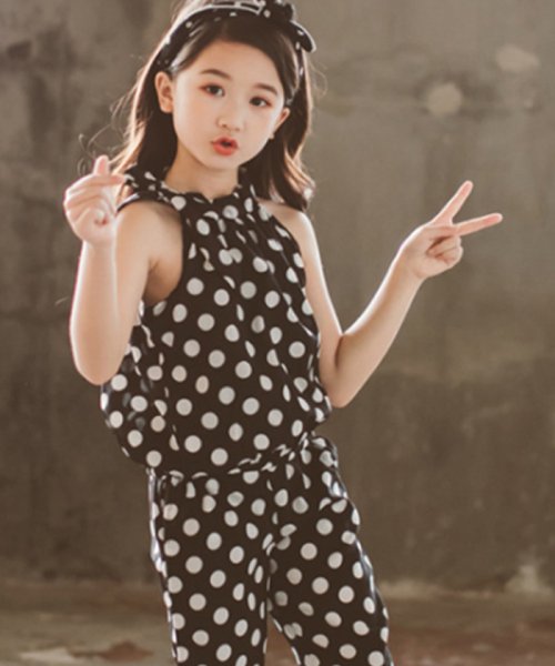 子供服 女の子 セットアップ ドット柄 半袖 おしゃれ 袖なし 夏 キャミソール シフォン上下セット ベビー服 キッズ 洋服 ミニミニストア Miniministore Magaseek