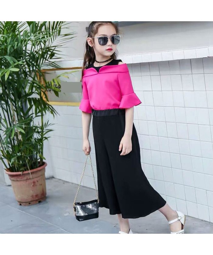 セール 子供服 セットアップ キッズ 女の子 シフォン 上下2点セット おしゃれ かわいい 通学着 ジュニア カジュアル トップス ミニミニストア Miniministore Magaseek