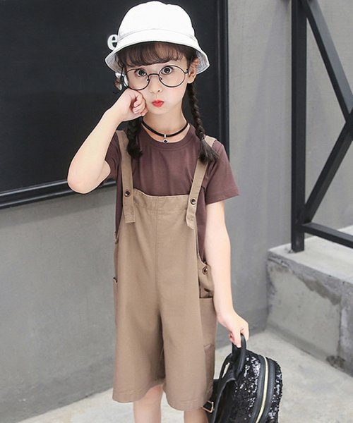 セットアップ キッズ 子どもオーバーオール 女の子 サロペット 半袖 ショート丈 パンツズボン 春 秋 オールインワン 小学生コーデ ミニミニストア Miniministore Magaseek