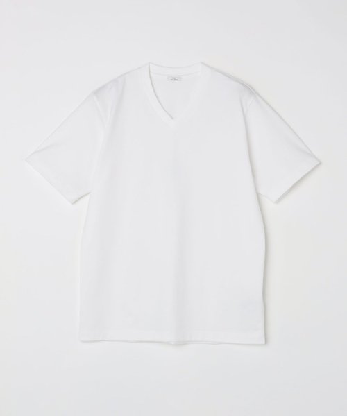 SHIPS MEN(シップス　メン)/SC: 抗菌・防臭 NANO－FINE（R） ハイゲージ コットン Vネック Tシャツ/ホワイト