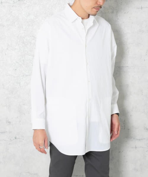 URBAN RESEARCH ROSSO(URBAN　RESEARCH　ROSSO（MEN）)/『XLサイズあり』丸井織物ロングシャツ/WHITE