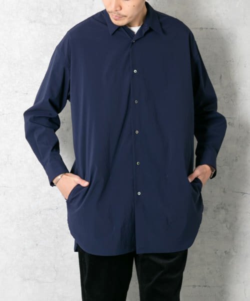 ＜マガシーク＞ アーバンリサーチ ロッソ 丸井織物ロングシャツ メンズ NAVY M URBAN RESEARCH ROSSO】