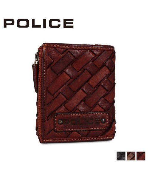 POLICE(ポリス)/ポリス POLICE 財布 三つ折り メッシュ メンズ 本革 TRI－FOLD WALLET ブラック ネイビー ブラウン 黒 PA－70303/ブラック