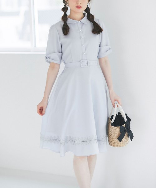 ベルト付きレース装飾シャツワンピース トッコクローゼット Tocco Closet Magaseek