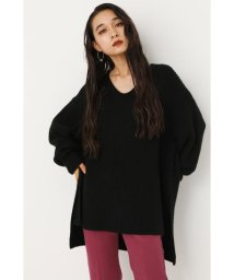 LAGUA GEM(ラグアジェム)/SIDE SLIT VNECK KNIT TOPS/BLK