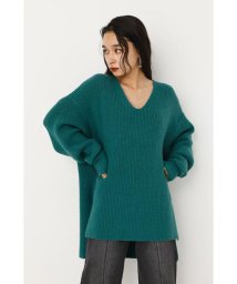 LAGUA GEM(ラグアジェム)/SIDE SLIT VNECK KNIT TOPS/GRN