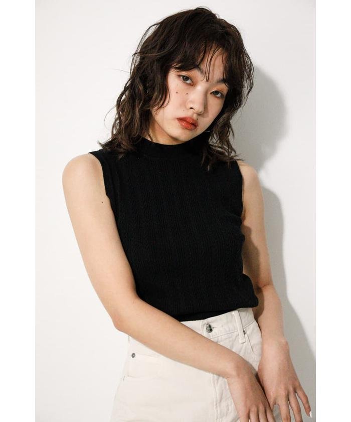 30%OFF！＜マガシーク＞ ラグアジェム KNITTING FABRIC CROPPED TOPS レディース BLK S LAGUA GEM】 セール開催中】