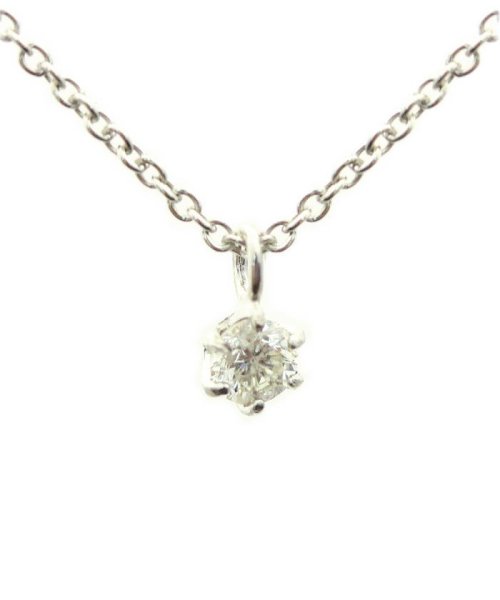 JEWELRY SELECTION(ジュエリーセレクション)/PT999 純プラチナ枠 天然ダイヤモンド 0.1ct 6本爪ネックレス SVチェーン40cm/プラチナ