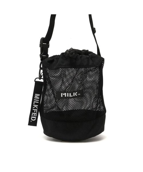 MILK FED(ミルクフェド)/ミルクフェド ショルダーバッグ MILKFED. バッグ 斜めがけ 巾着バッグ MESH SHOULDER POUCH ボックスロゴ 103202053003/ブラック