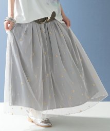 osharewalker(オシャレウォーカー)/『星柄刺繍チュールスカート』/ライトグレー