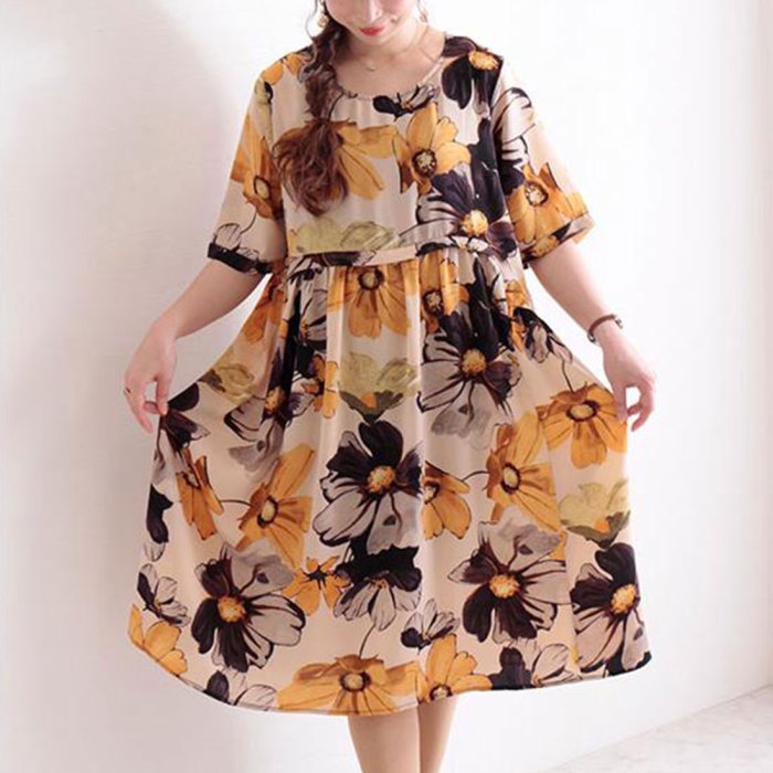 ゆったり花柄半袖ワンピース サワアラモード Sawa A La Mode Magaseek