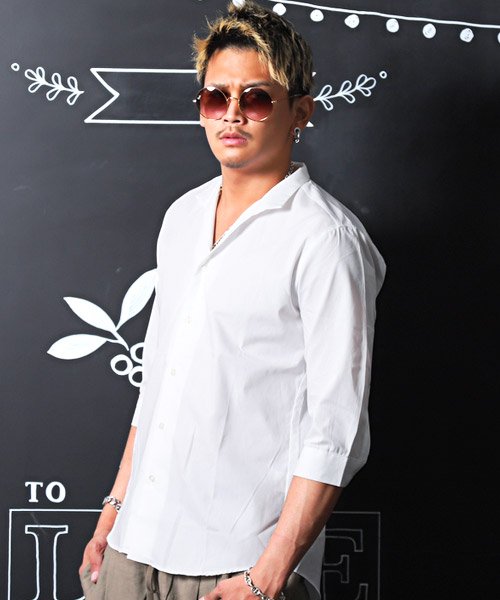 セール Garson Wave ギャルソンウェーブ 日本製七分袖シャツ シャツ メンズ 7分袖 七分袖 ストライプ 水玉 無地 ラグスタイル Luxstyle Magaseek