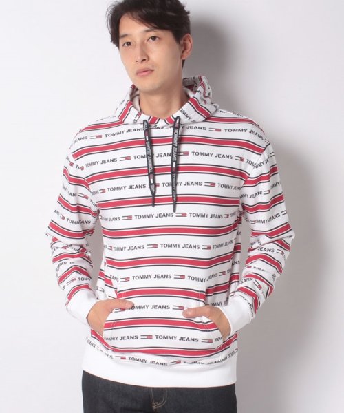 TOMMY JEANS(トミージーンズ)/TJM BRANDED STRIPE HOODIE/レッド系その他