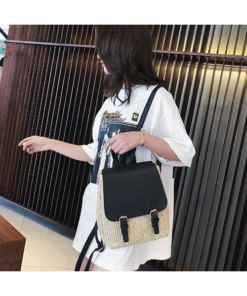 セール ペーパー リュックサック レディース バッグパック 可愛い デイパック 編みこみ ストローバッグ カジュアル ミニリュック ミニミニストア Miniministore Magaseek