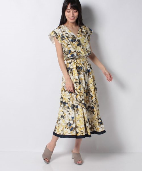 セール 麻調総花プリントワンピース インタープラネット Interplanet Magaseek